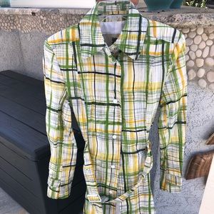 Burberry Green & Yellow Plaid Raincoat